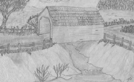 A quiet country lane of yesteryear.